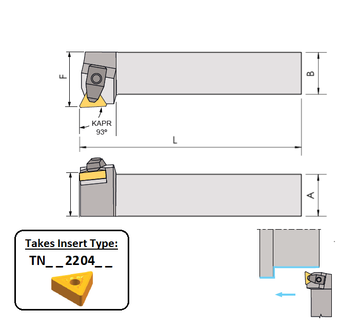 TTJNR 4040 R22 (93Deg) Top Clamp Toolholder Edgetech